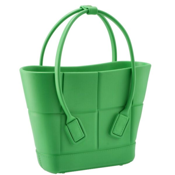 691194v14i03779 Bottega Veneta Arco Rubber Tote Bag Glass Green