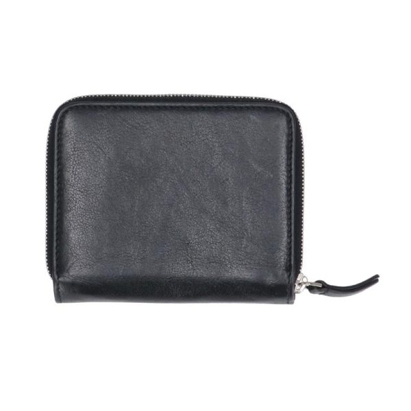 69151 2 Balenciaga Logo Print Bi Fold Compact Wallet Black