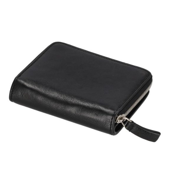 69151 5 Balenciaga Logo Print Bi Fold Compact Wallet Black