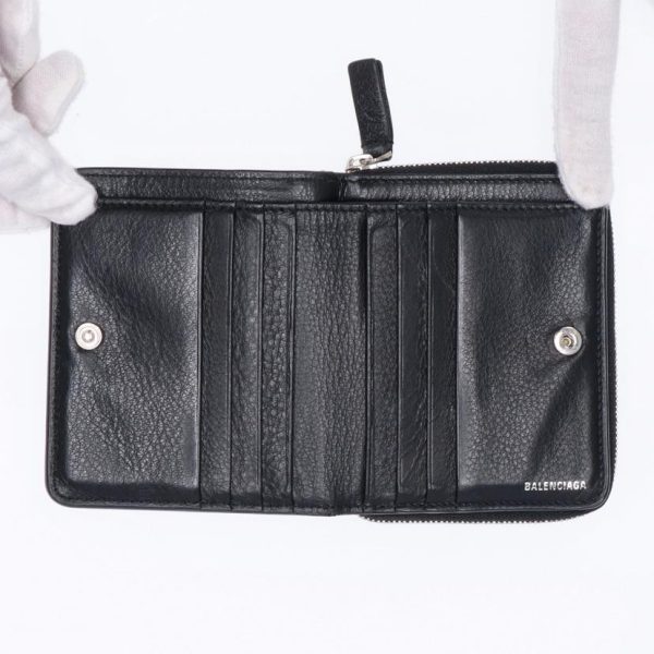 69151 6 Balenciaga Logo Print Bi fold Wallet Black