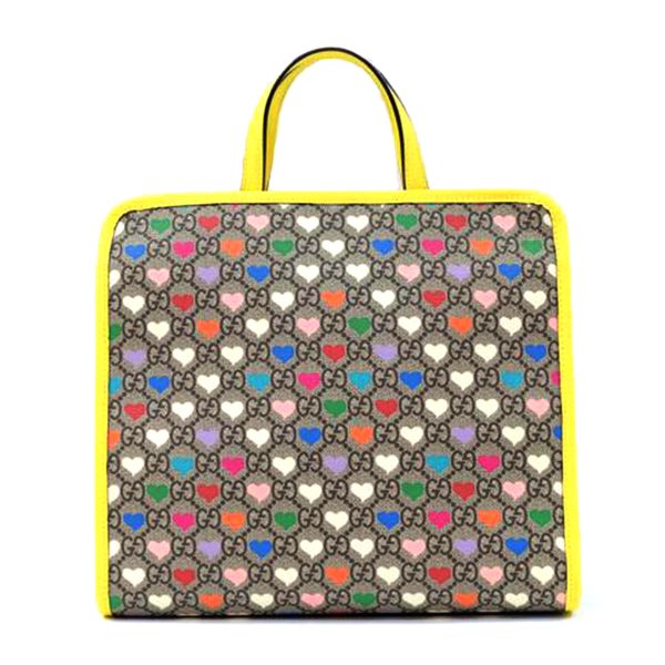 69167 1 Gucci GG Supreme Heart Tote Bag Beige