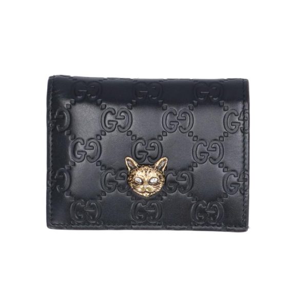 69403 1 Gucci Shima Cat Leather Bifold Compact Wallet