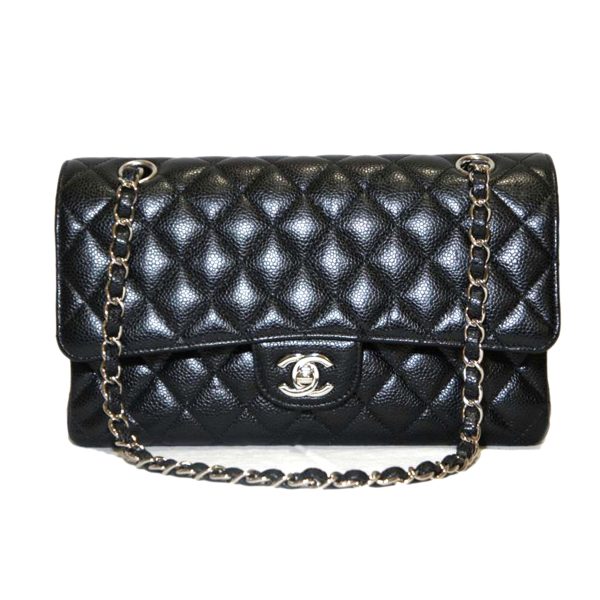 69577 1 Chanel Matelasse 25 Double Flap Chain Shoulder Bag Black