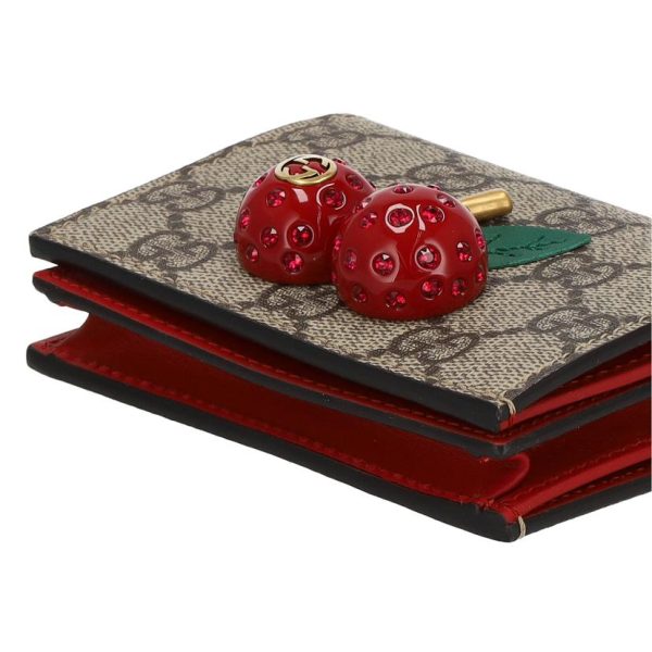 69684 4 Gucci GG Supreme Canvas Card Case With Cherry