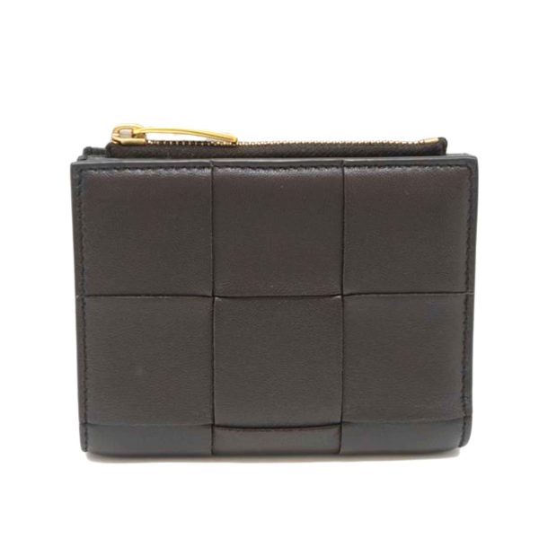 69815 1 Bottega Veneta Maxi Intrecciato Bi Fold Wallet Dark Brown