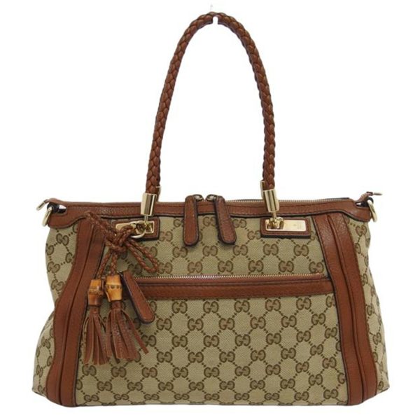 69988 1 Gucci Bella Gg Canvas Tote Bag Brown Beige