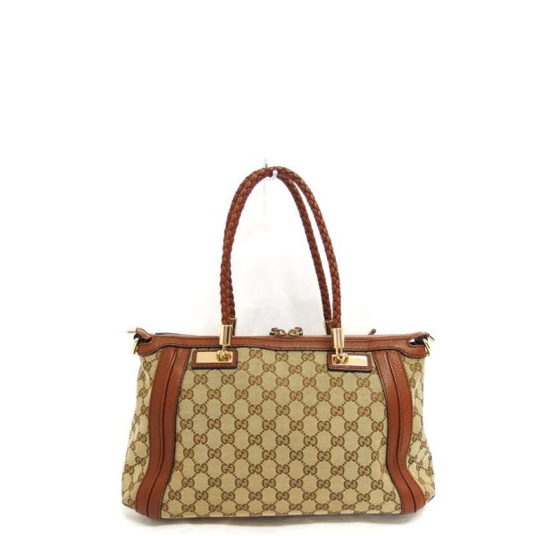 69988 2 Gucci Bella Gg Canvas Tote Bag Brown Beige