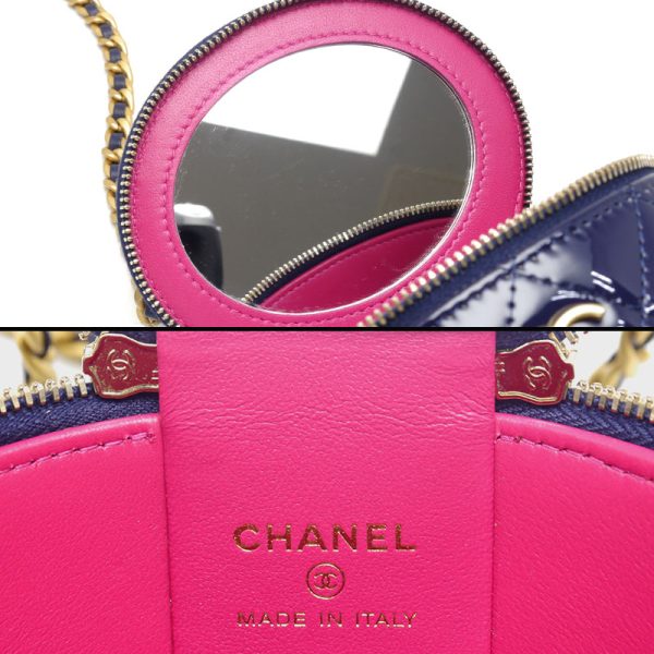 6h0042 7 CHANEL Matelasse Vanity Chain Shoulder Bag Patent BlueNavy