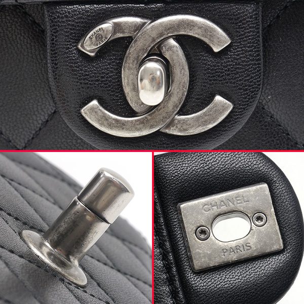 6h0054 5 CHANEL Matelasse Chain Bag Clear Pearl Coco Mark Black