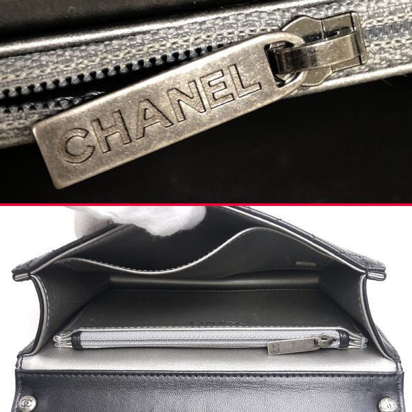 6h0054 9 CHANEL Matelasse Chain Bag Clear Pearl Coco Mark Black