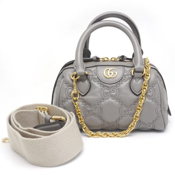 6h0065 1 GUCCI GG Matelasse 2WAY mini handbag 702251 Gray