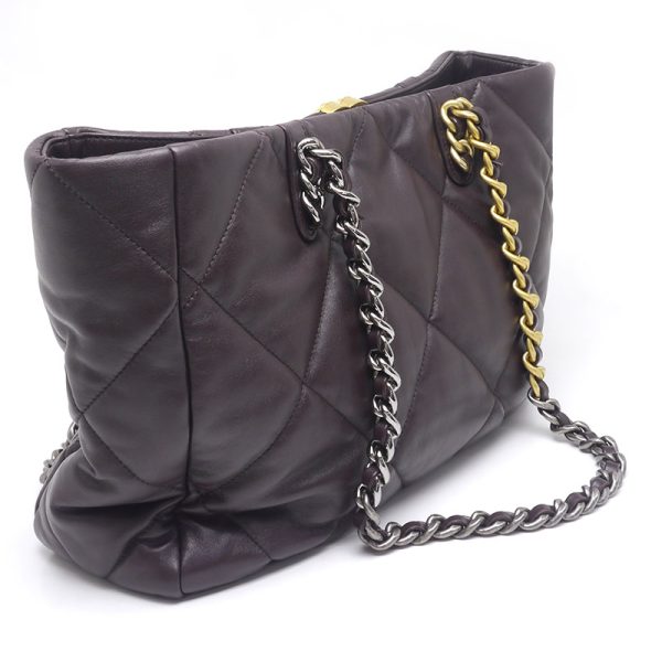 6h0070 2 CHANEL Chain Tote Bag Dark Brown Matelasse Coco Mark