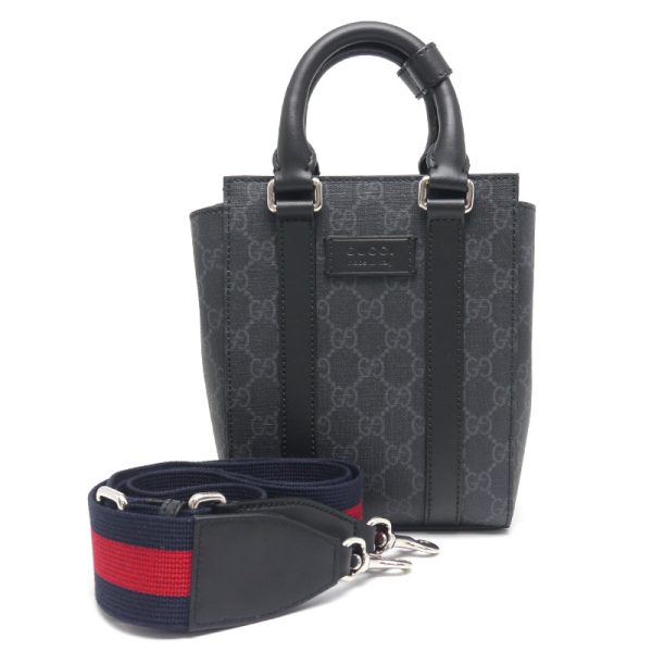 6h0072 1 GUCCI 2WAY handbag GG Supreme Canvas Black