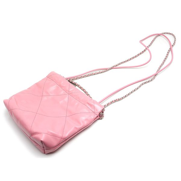 6h0092 2 CHANEL mini chain handbag shoulder bag pink