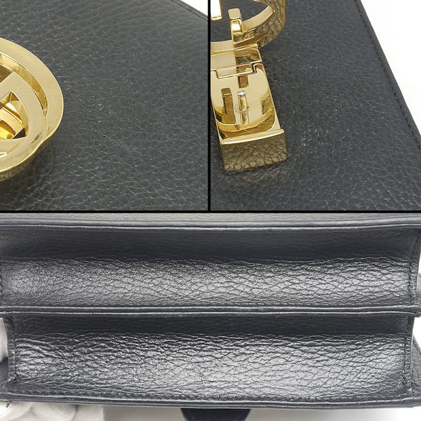 6h0269 5 GUCCI Interlocking GG Chain Shoulder Bag Crossbody Black