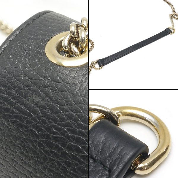 6h0269 7 GUCCI Interlocking GG Chain Shoulder Bag Crossbody Black