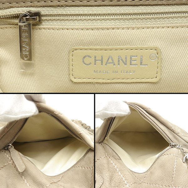 6h0313 8 CHANEL Semi Shoulder Bag Wild Stitch Suede Gray Brown