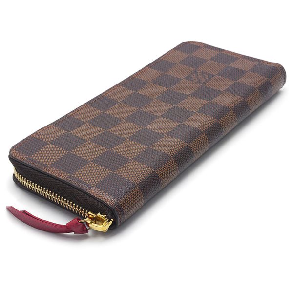 6h0369 2 Louis Vuitton LV Portefeuille Clemence Ebene Threes long wallet