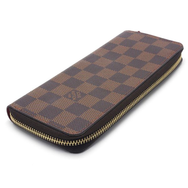 6h0369 3 Louis Vuitton LV Portefeuille Clemence Ebene Threes long wallet