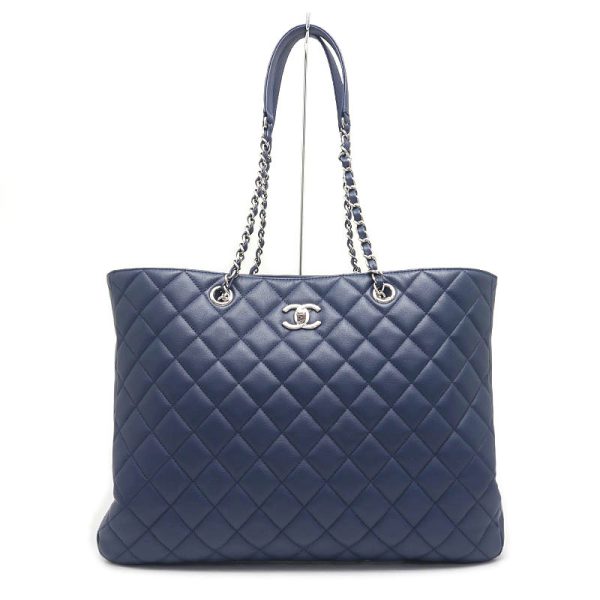 6h0378 1 CHANEL Matelasse Chain Tote Bag A91046 NavyBlue