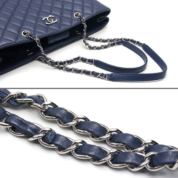 6h0378 6 CHANEL Matelasse Chain Tote Bag A91046 NavyBlue