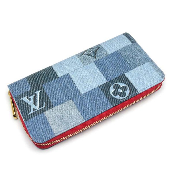 6h0501 2 Louis Vuitton LV Zippy Wallet Denim Patchwork Round Zip Wallet