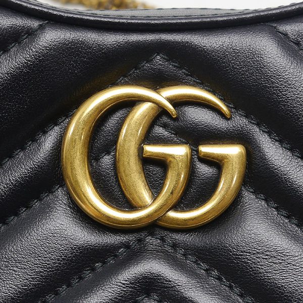 6h0524 5 GUCCI Half Moon Mini Bag GG Marmont 2way Shoulder Bag Black