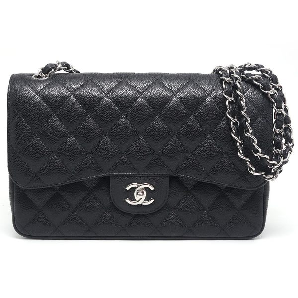 6h0548 1 CHANEL Matelasse 30 Chain Shoulder Bag W Flap Caviar Skin Black