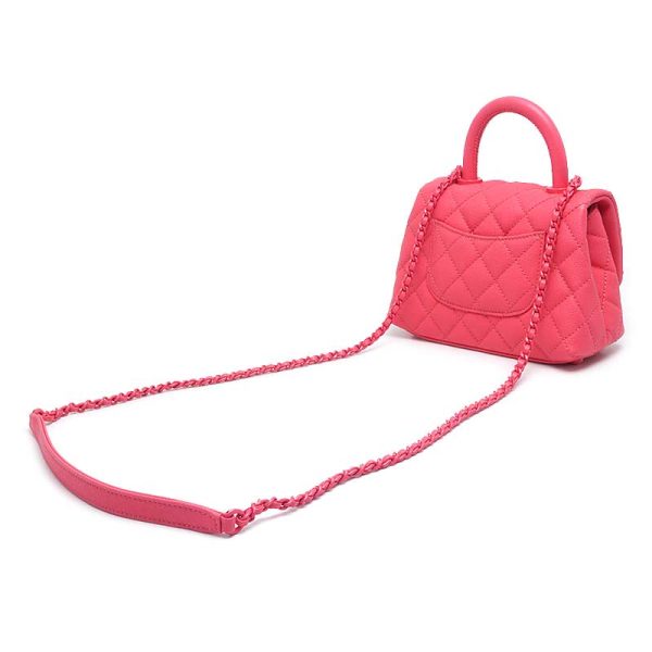 6h0549 2 CHANEL top handle mini flap bag caviar skin pink