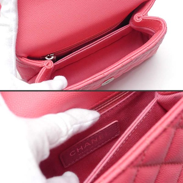 6h0549 7 CHANEL top handle mini flap bag caviar skin pink