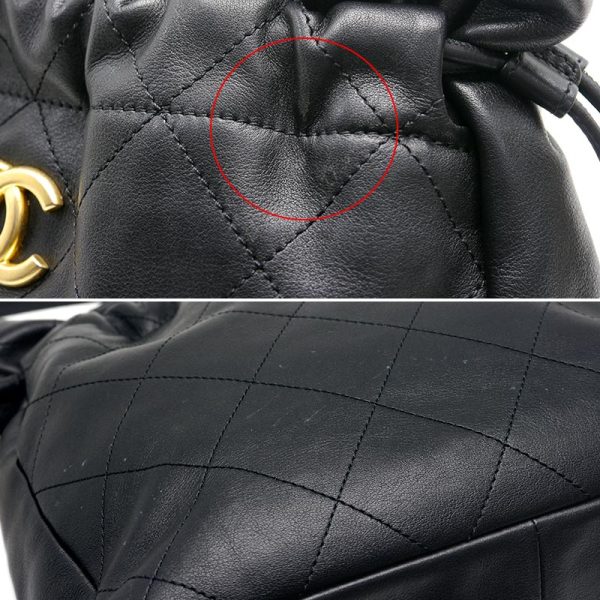 6h0564 5 CHANEL Matelasse drawstring shoulder bag leather black