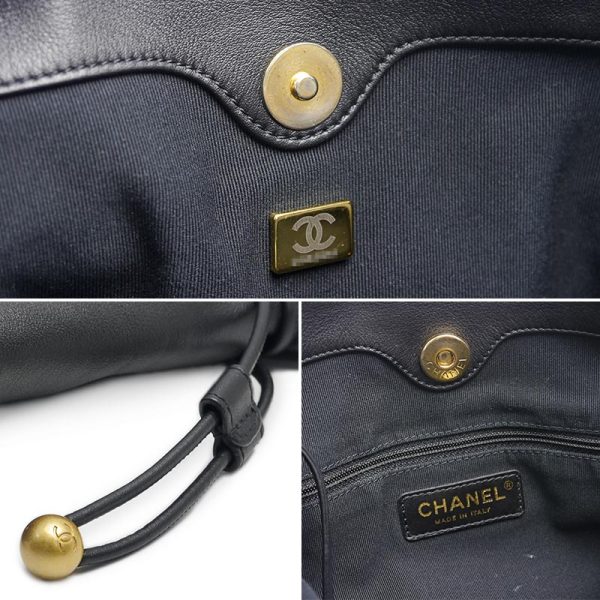 6h0564 8 CHANEL Matelasse drawstring shoulder bag leather black