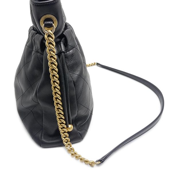 6h0564 9 CHANEL Matelasse drawstring shoulder bag leather black