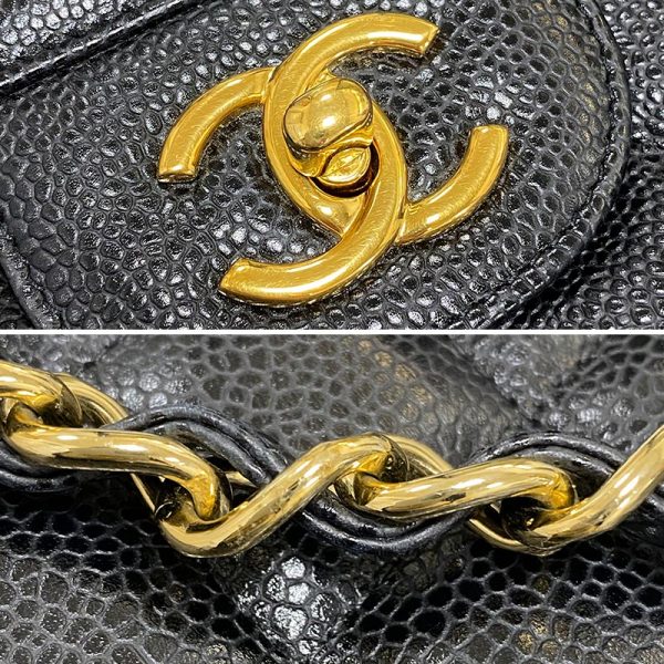 6h0577 7 CHANEL Matelasse 30 Chain Shoulder Bag Caviar Skin Black x Gold Hardware