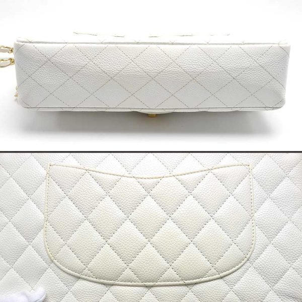 6h0626 3 CHANEL Matelasse 25 Chain Shoulder Bag Caviar Skin White