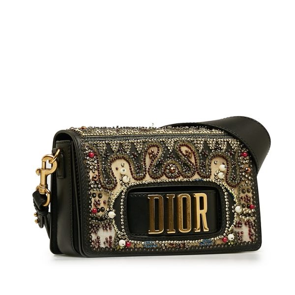 6n1wfk9352t4716x 2 Dior Evolution Flap Bijou Shoulder Bag Black Multicolor Leather Beads