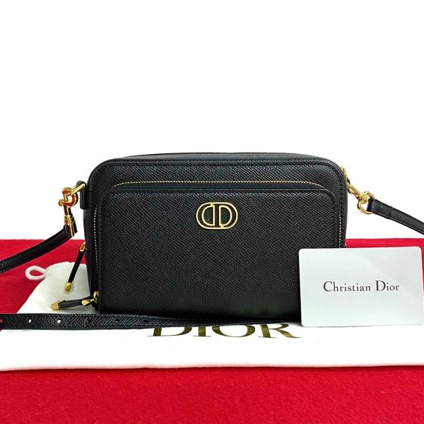 6sba wz351265 1 Christian Dior Caro Leather Double Pouch Shoulder Bag Black