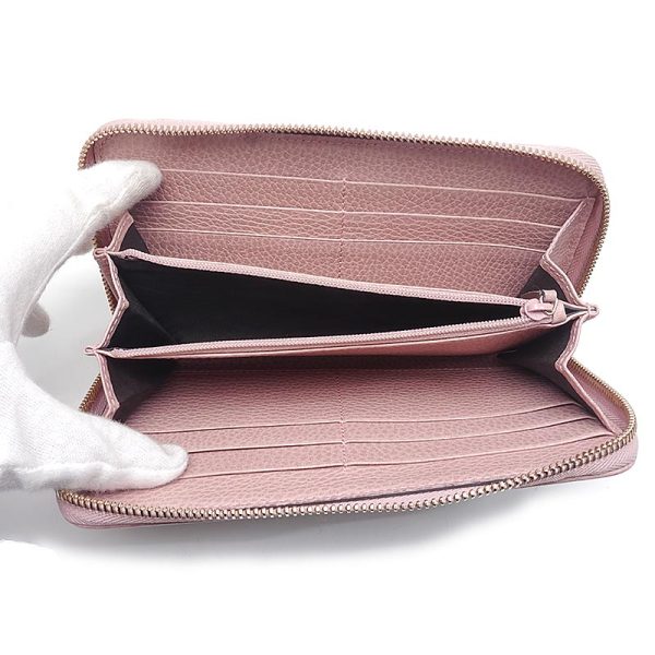 6sh0032 3 GUCCI round zip wallet 363423 GG canvas beige x pink