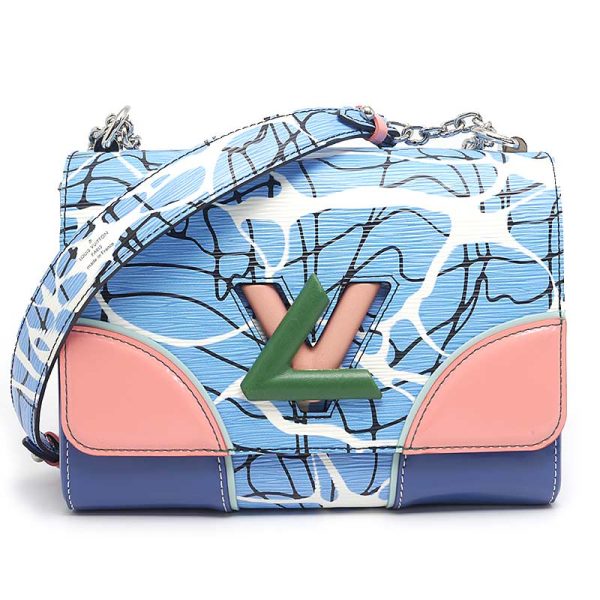 6sh0375 1 Louis Vuitton LV Twist MM Epi Aqua Pattern Blue Shoulder Bag