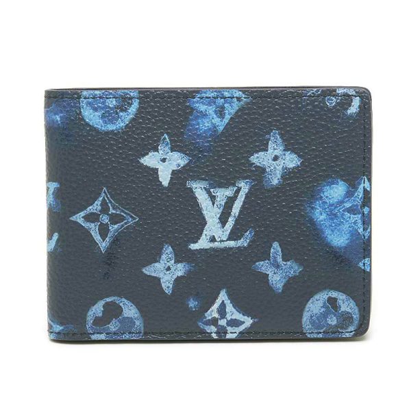 6sh0436 1 Louis Vuitton LV Portefeuille Slender M80464 Blue Wallet