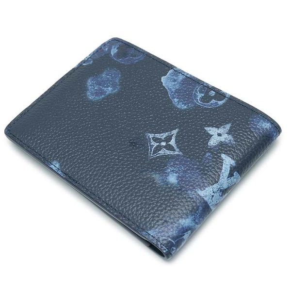 6sh0436 2 Louis Vuitton LV Portefeuille Slender M80464 Blue Wallet