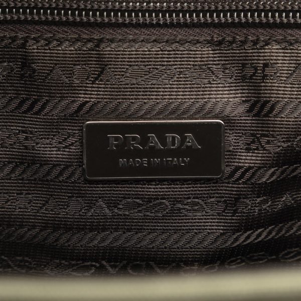 6y43aeyqz5bq7nho 6 PRADA Triangle Logo Plate Tote Bag Khaki Brown Canvas Leather