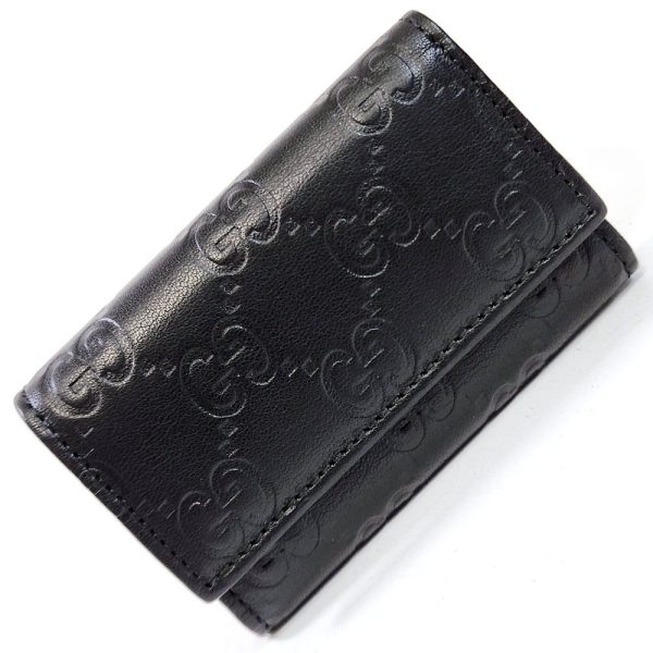 701 1 Gucci Guccisima Key Case Leather Black