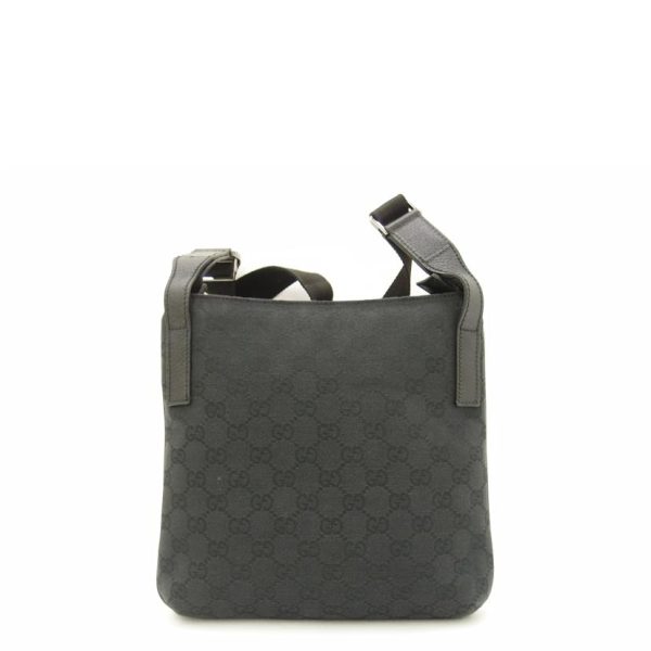 70114 2 GUCCI Black Diagonal Shoulder Strap GG Canvas Shoulder Bag Black