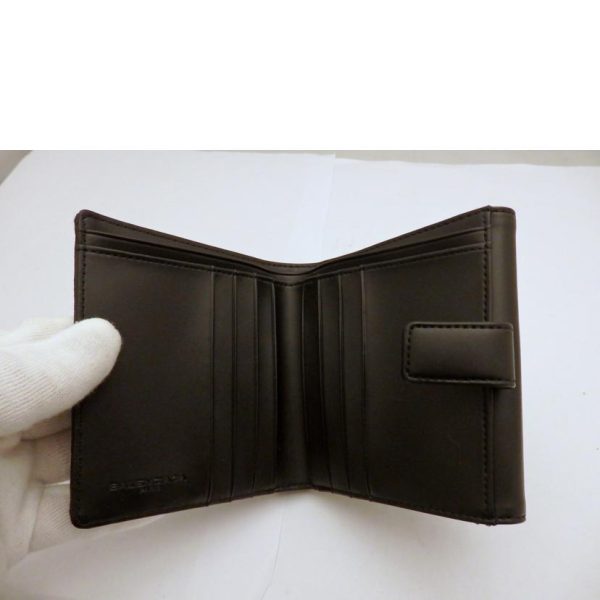 70228 5 Balenciaga BB Canvas Leather Bi Fold Wallet Black