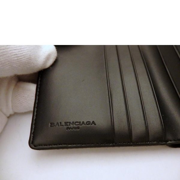 70228 6 Balenciaga BB Canvas Leather Bi Fold Wallet Black