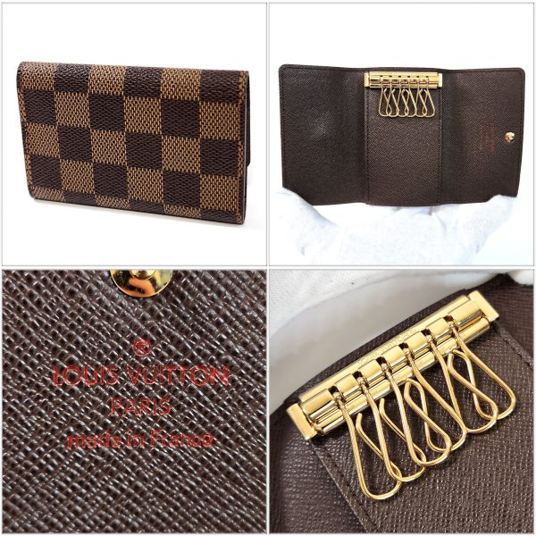 703 2 Louis Vuitton Damier Key Case Leather Brown