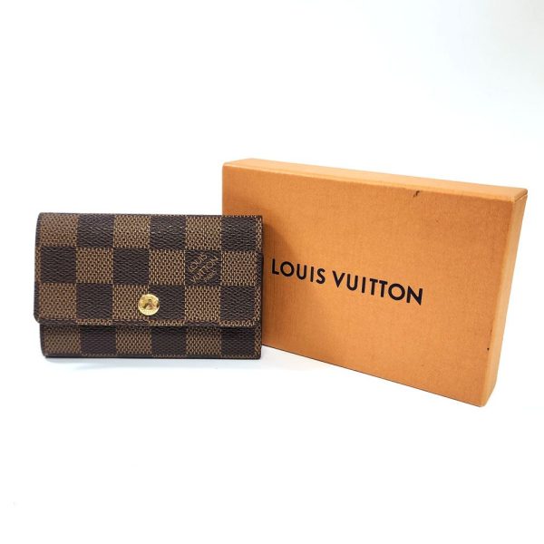 703 9 Louis Vuitton Damier Key Case Leather Brown