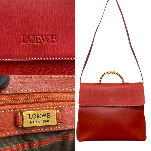 703i701 40170 4 Loewe Velazquez Twist Handle Leather 2way Bag Red