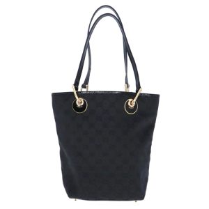 70405 1 Gucci Black Canvas Jackie Chain Shoulder Bag